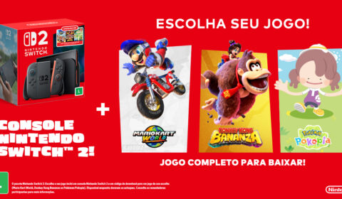 Nintendo Switch 2 ganha pacote com Mario Kart World, Donkey Kong Bananza ou Pokémon Pokopia